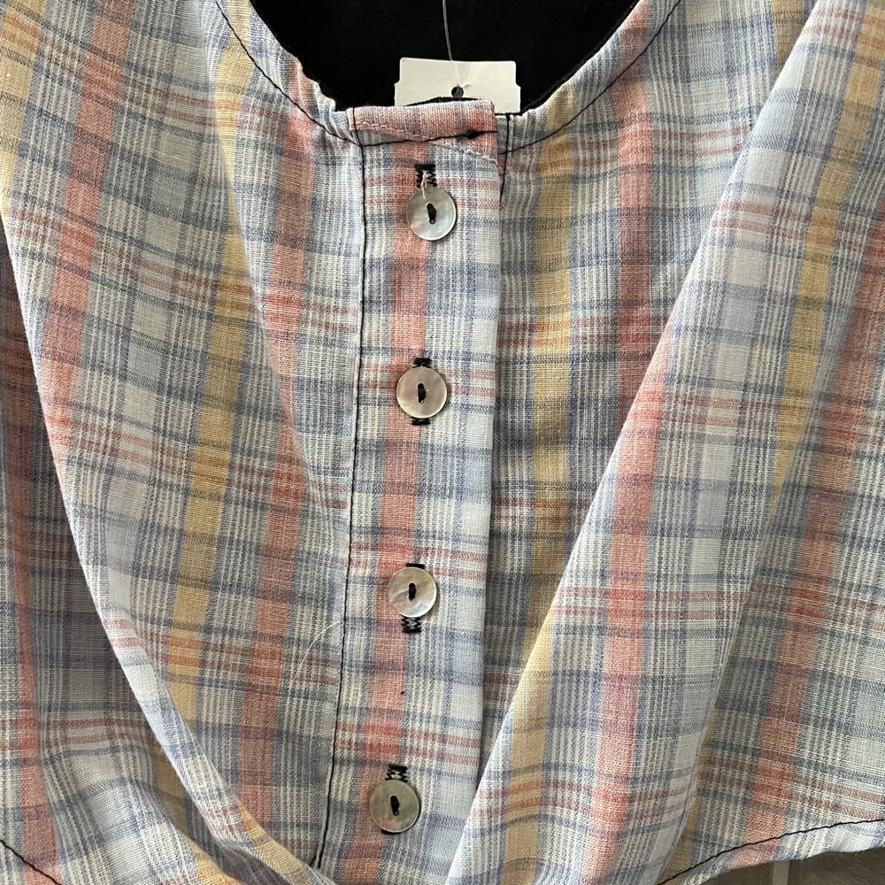 Furst Of A Kind plaid tie front blouse one size - Picture 9 of 13
